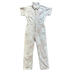 Le Lis Collection Ribbed Tie Dye Cream White Mulitcolor Cotton Jumpsuit Medium